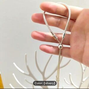 Silver Adjustable Drawstring Bracelet For Women